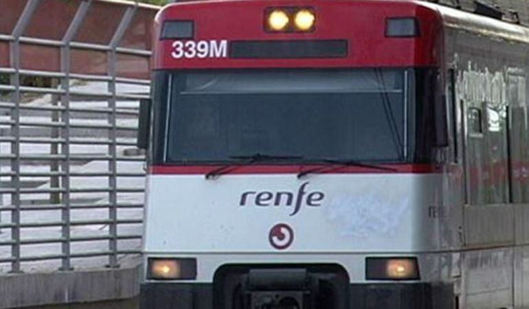 Un tren de Cercanías a su llegada a Getafe