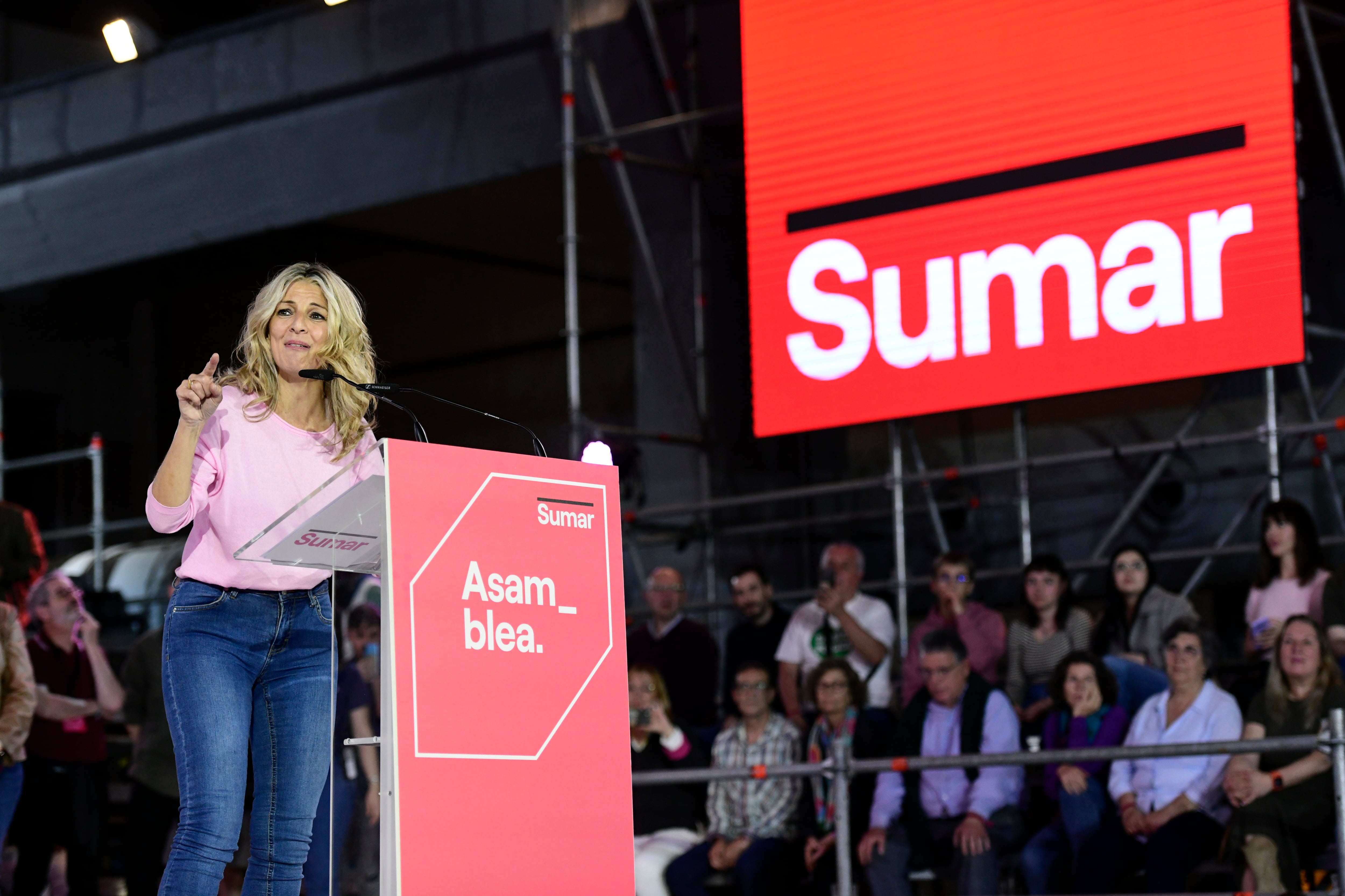 La ministra de Trabajo y Economía Social, Yolanda Díaz, durante su intervención en la asamblea fundacional de Sumar