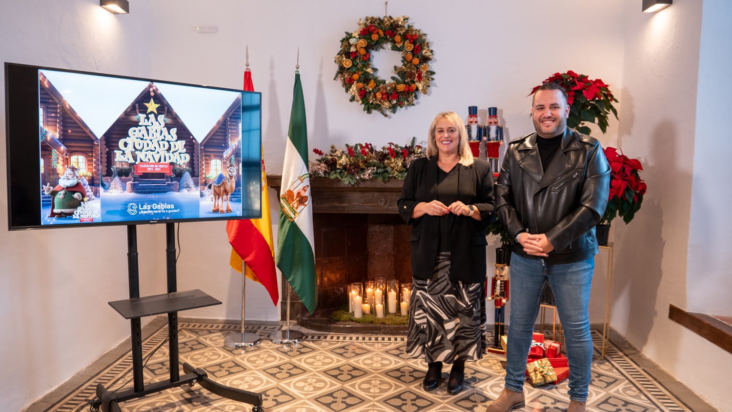 La alcaldesa de Las Gabias (Granada) y el concejal de Fiestas presentan la programación de Navidad