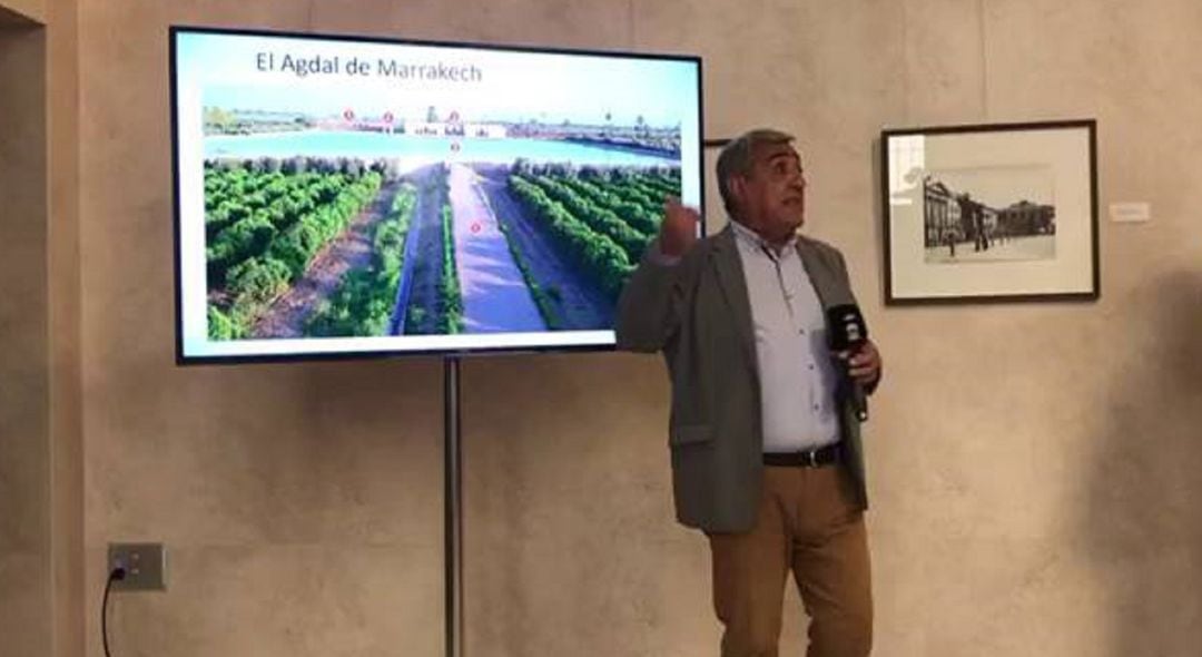 Julio Navarro Palazón durante la presentación de los hallazgos del Castillejo de Monteagudo.