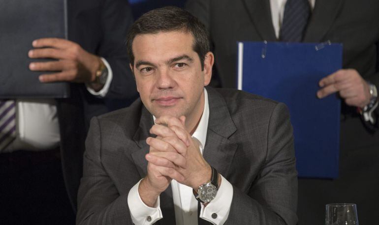 El primer ministro griego, Alexis Tsipras, durante una rueda de prensa celebrada al finalizar la cumbre 