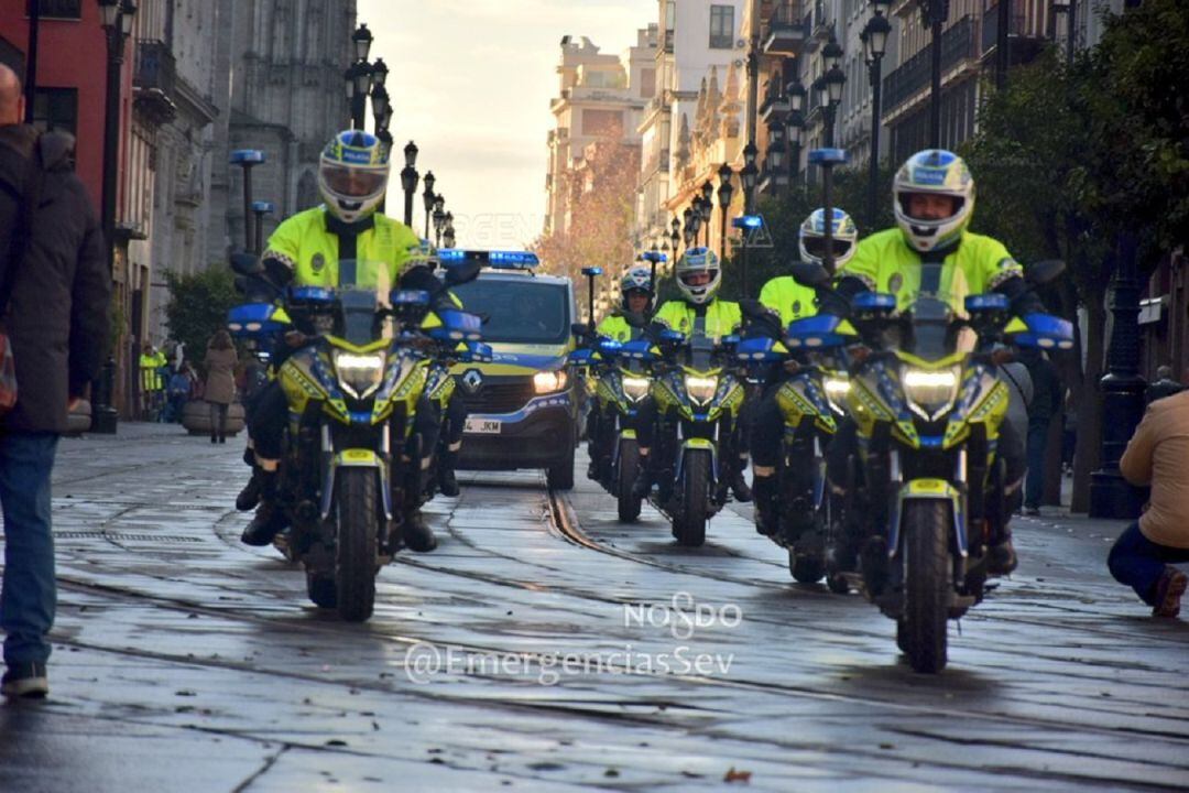 Imagen de archivo de la unidad motociclista de la Policía Local de Sevilla