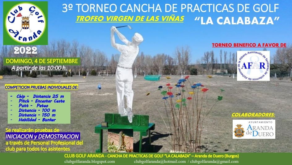 Cartel del III Trofeo Virgen de las Viñas que organiza el Club Golf Aranda