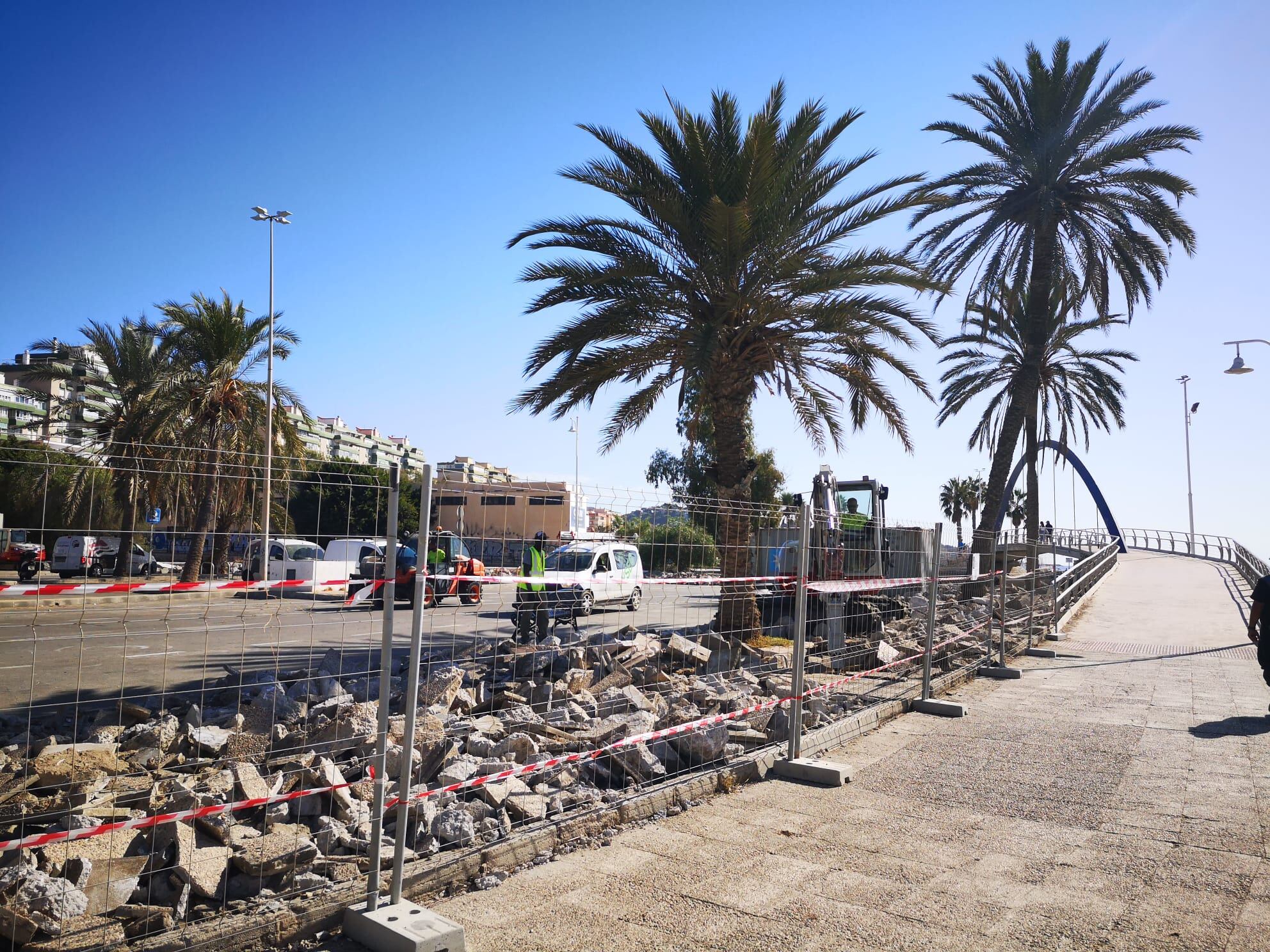 Imagen de las obras del Paseo Marítimo de Pedregalejo en Málaga (octubre 2025)