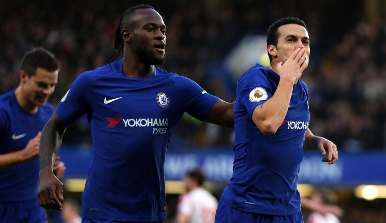 Pedro celebra un gol en Stamford Bridge