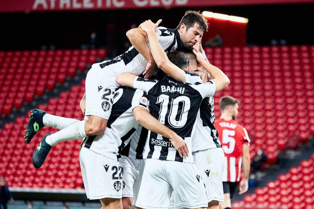 Melero of UD Levante celebrates a goal during the Spanish Copa del Rey football match played between Athletic Club and Levante UD at San Mames 