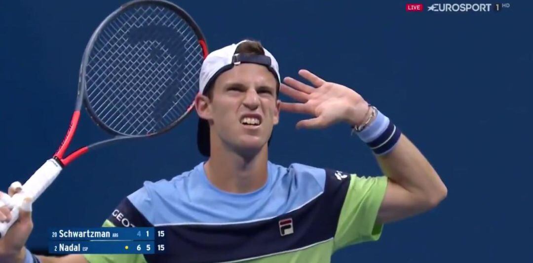 Diego Schwartzman, tras hacer el punto de la noche ante Rafa Nadal