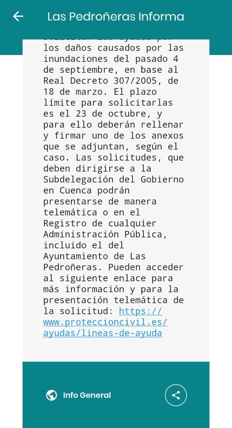 Continuación del bando municipal publicado en la aplicación &#039;Bandomovil&#039; por parte del Ayuntamiento de Las Pedroñeras