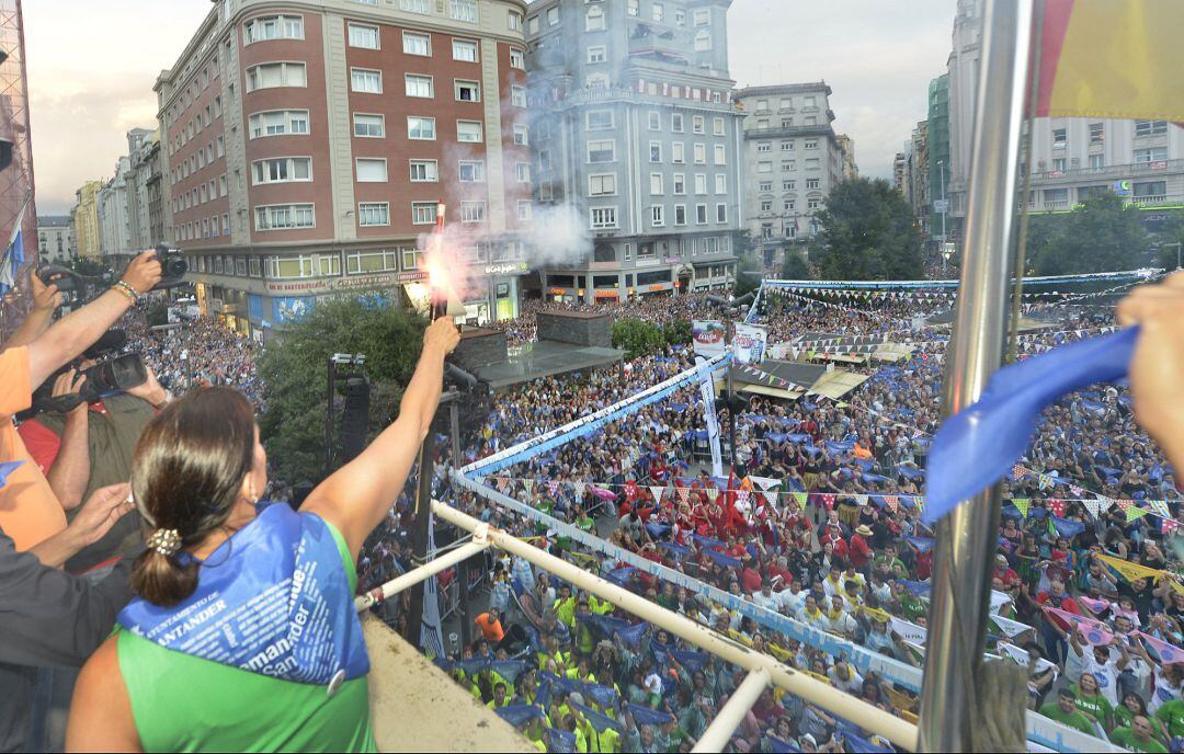 Lanzamiento del chupinazo de la Semana Grande de Santander en 2018