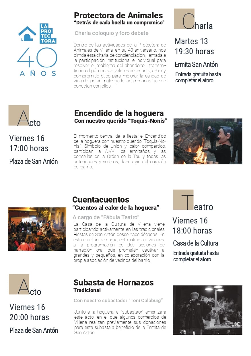 Actos en honor a San Antón en Villena