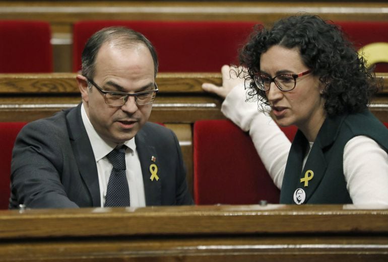 Jordi Turull (JxCat) i Marta Rovira (ERC), a l'últim ple del Parlament