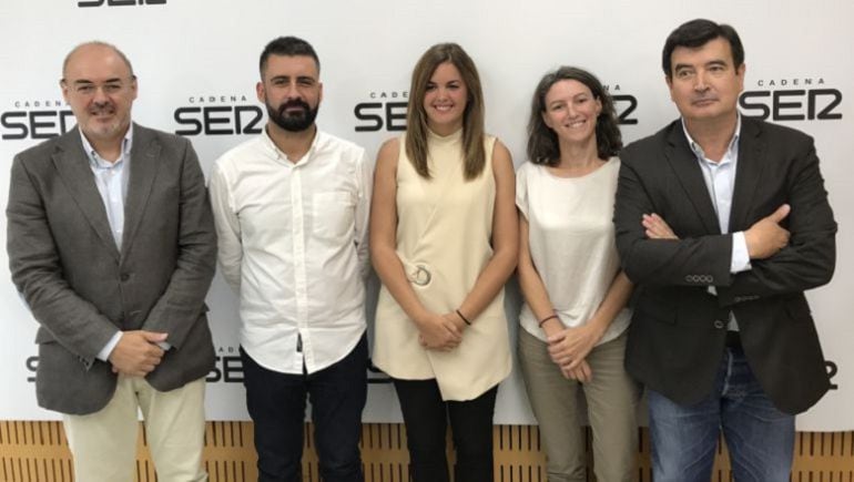 Eusebio Monzó (PP), Pere Fuset (Compromís), Sandra Gómez (PSPV), María Oliver (VLC en Comú) y Fernando Giner (Ciudadanos), de izquierda a derecha