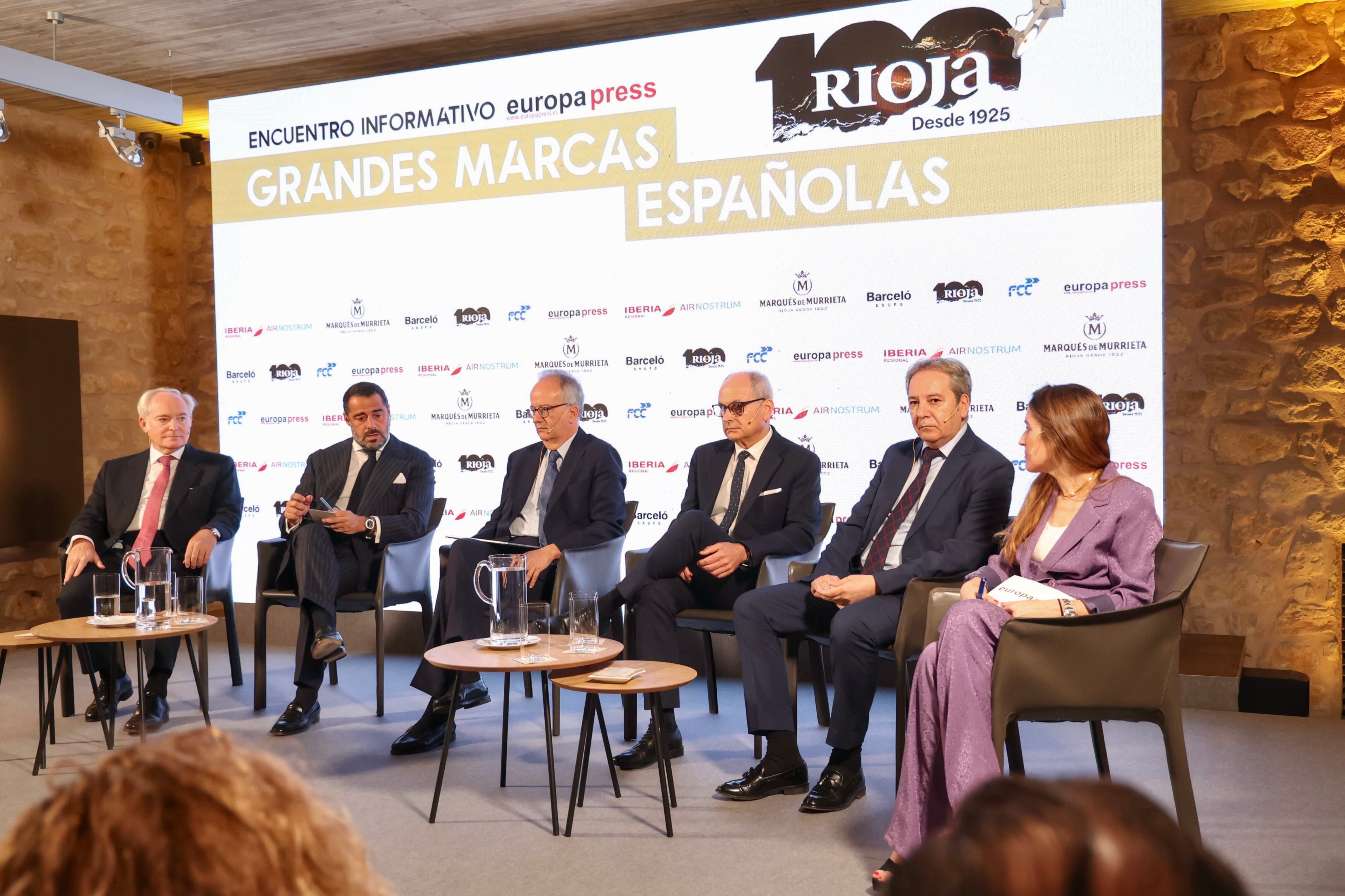 LOGROÑO 05/06/2025.- Foro Empresarial de las Grandes Marcas de España organizado por la DOCa Rioja con motivo de la celebración de su centenario, este jueves en Bodegas Marqués de Murrieta, en Logroño. EFE/Raquel Manzanares
