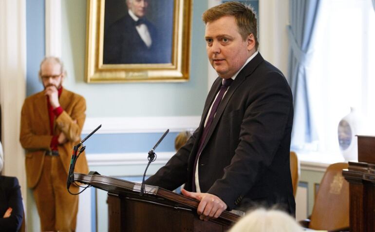  El primer ministro islandés, Sigmundur David Gunnlaugsson, durante una sesión parlamentaria en Reikiavik, Islandia