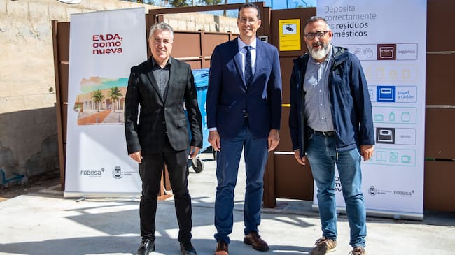 Juan Pablo Mateo, director general de Fobesa; junto a Rubén Alfaro, alcalde de Elda; y José Antonio Amat, edil de Espacio Público de Elda