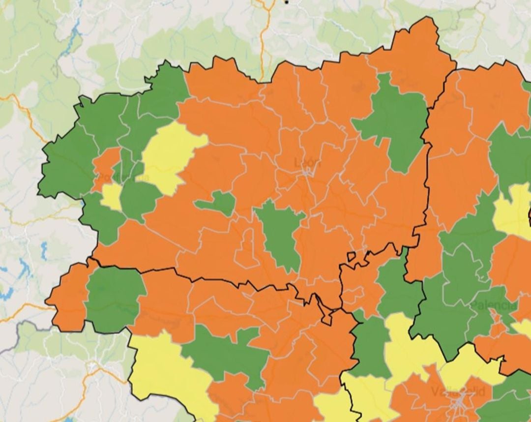 Así ha quedado el mapa de contagios en León tras un fin de semana en el que se han registrado casi 200 positivos más