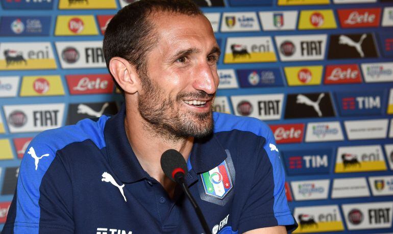 Chiellini, en rueda de prensa en Montpellier