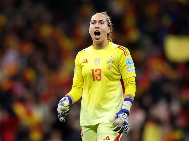 MADRID, SPAIN - DECEMBER 02: Cata Coll of Spain celebrates her team's second goal scored by teammate Vicky Lopez (not pictured) during the UEFA Women's Nations League 2025 final second leg match between Spain and Germany at Estadio Metropolitano on December 02, 2025 in Madrid, Spain. (Photo by Florencia Tan Jun - UEFA/UEFA via Getty Images)