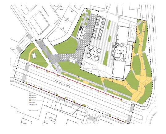 Plano del eje verde que se impulsará en el entorno de los Silos en el barrio de los Ángeles