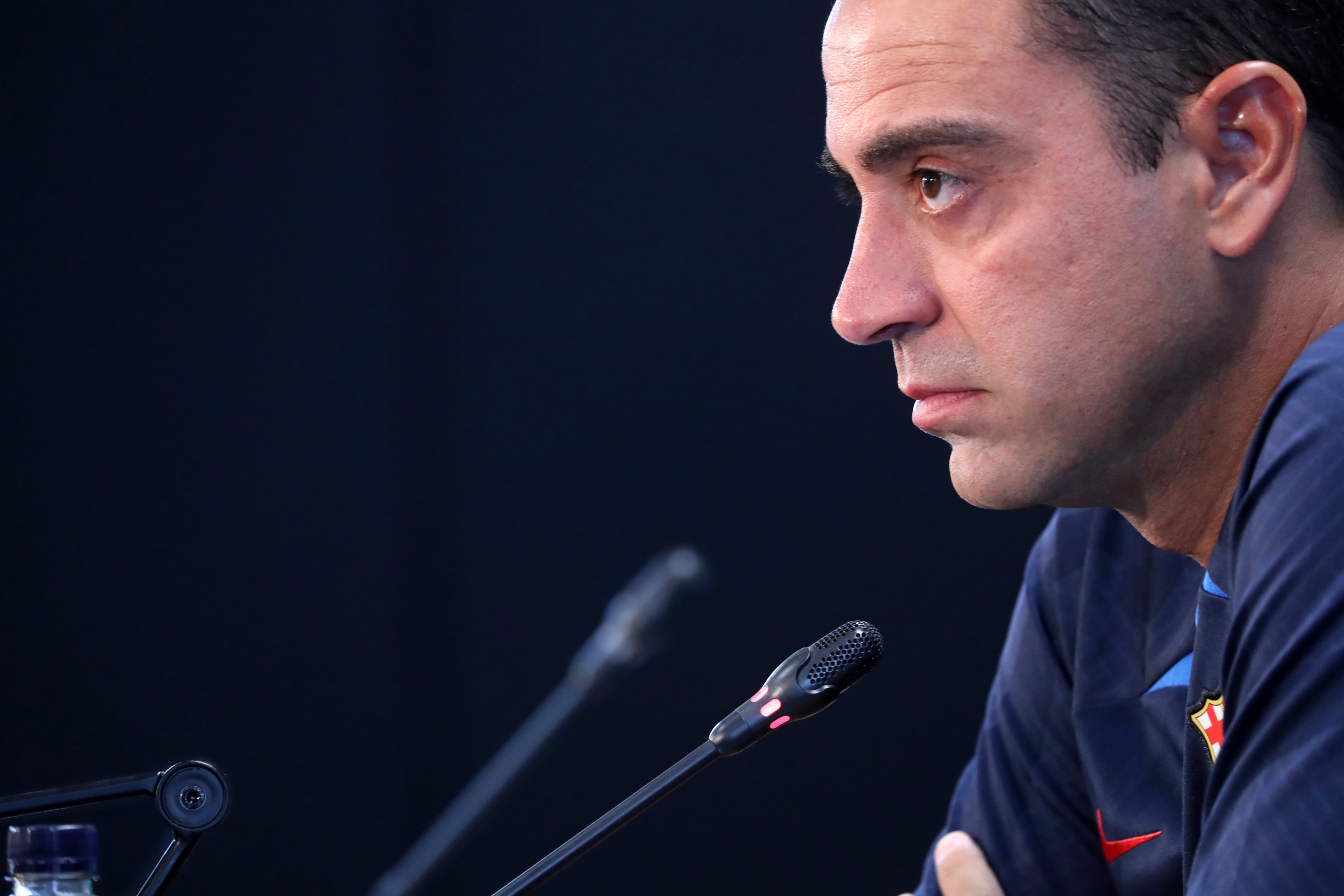 Xavi Hernández, durante la rueda de prensa previa a un partido del FC Barcelona.