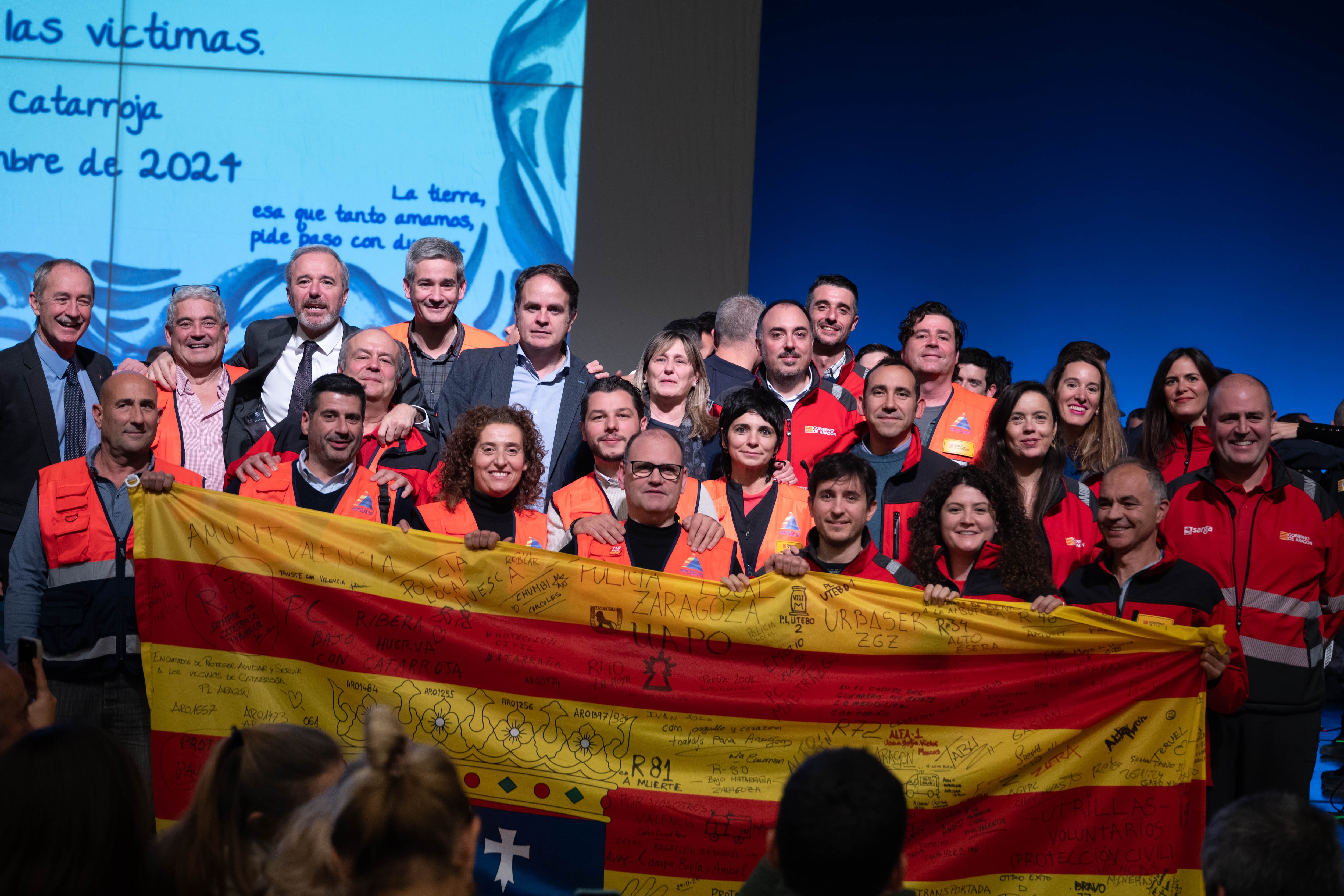 Bandera de Aragón que acompañó al contingente en Catarroja