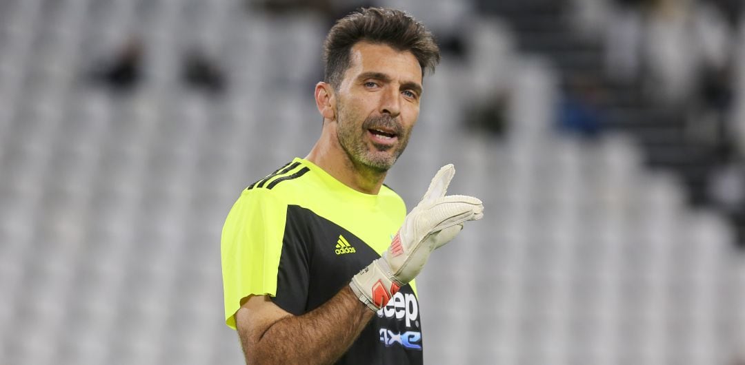 Gigi Buffon, en la previa de un partido de la Juventus esta temporada