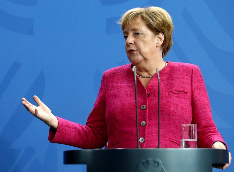 Angela Merkel durante una rueda de prensa. 