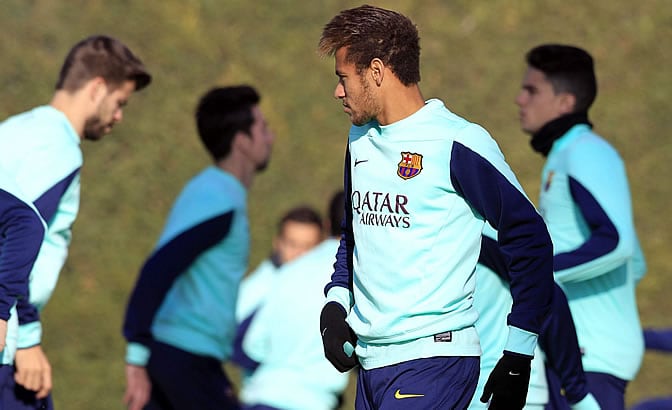 Neymar, durante una sesión de entrenamiento