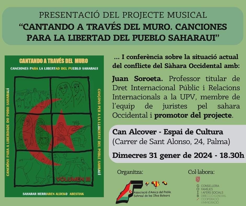 Presentación &quot;Cantando a través del muro. Canciones para la libertad del pueblo saharaui&quot;