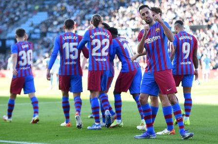 Busquets celebrando su gol frente al Celta de Vigo