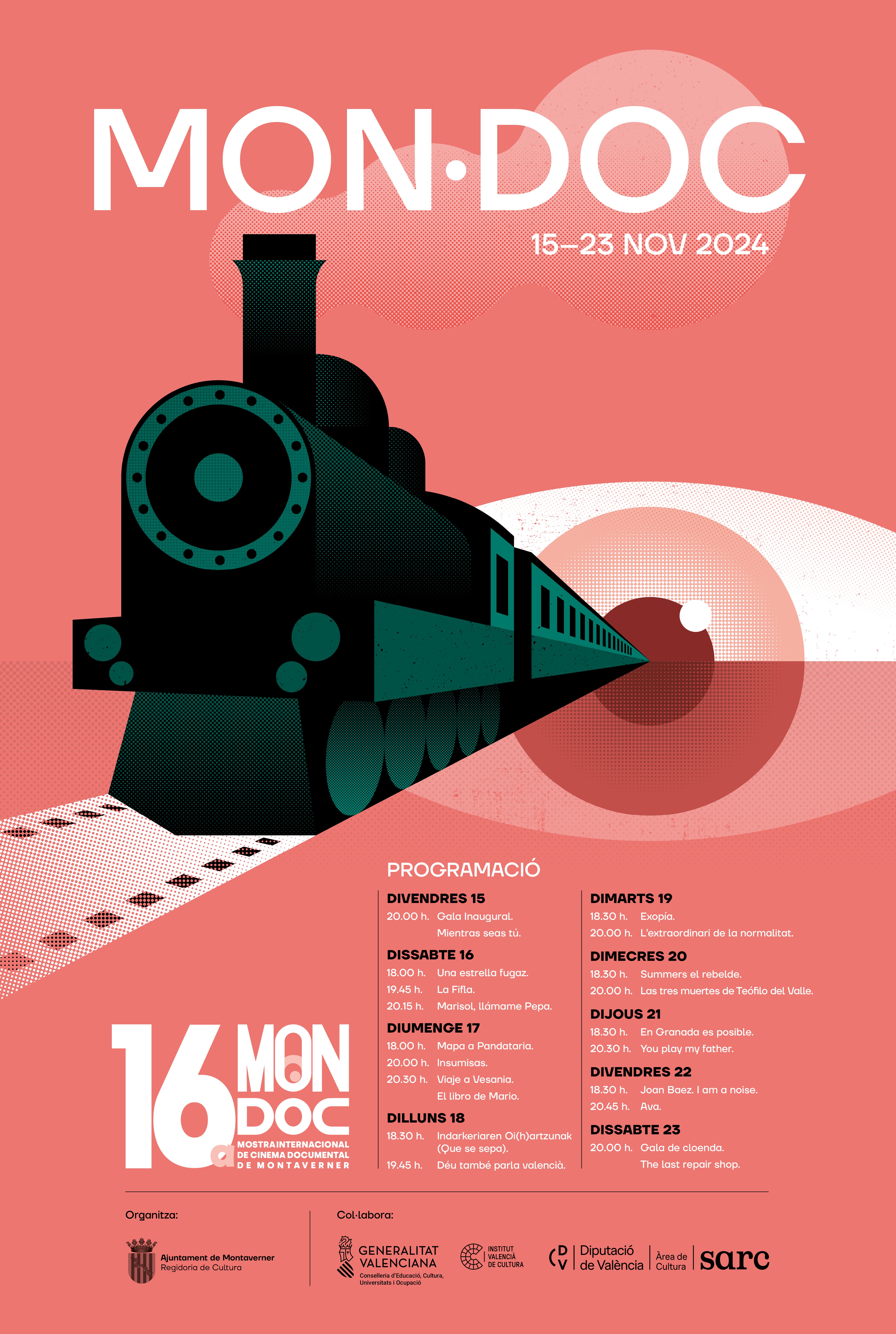 Cartel con la programación del MONDOC 2024.