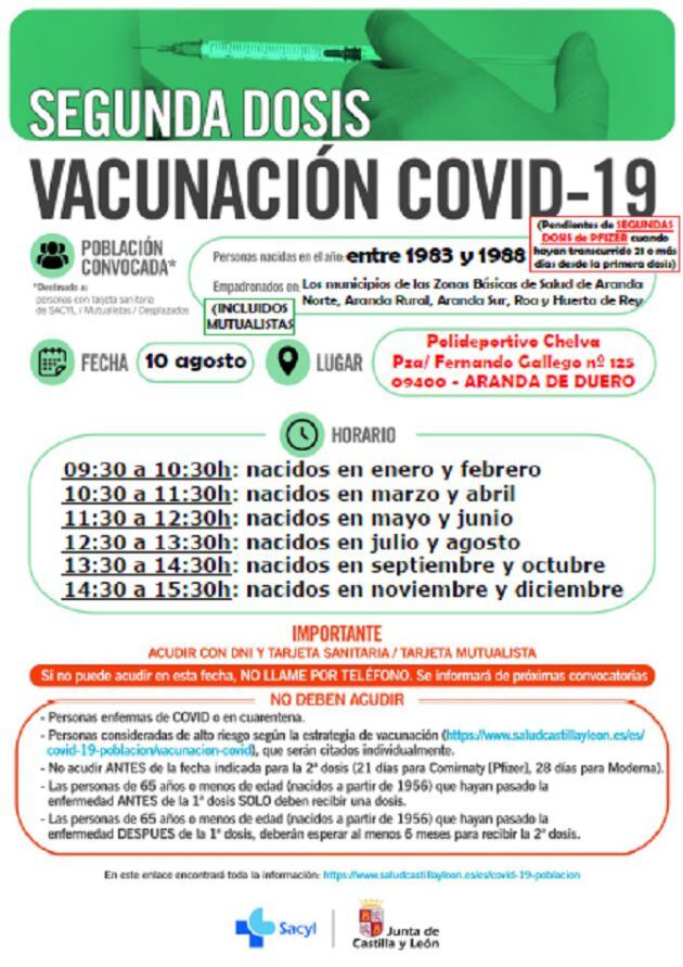 Horarios de vacunación (1983 al 88)