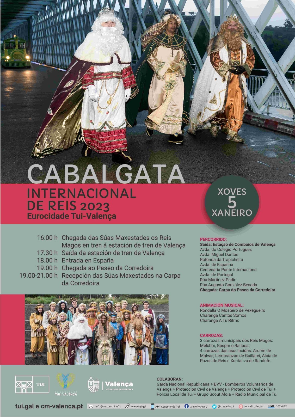 Cartel de la Cabalgata de la Eurocidade Tui - Valença en 2023.