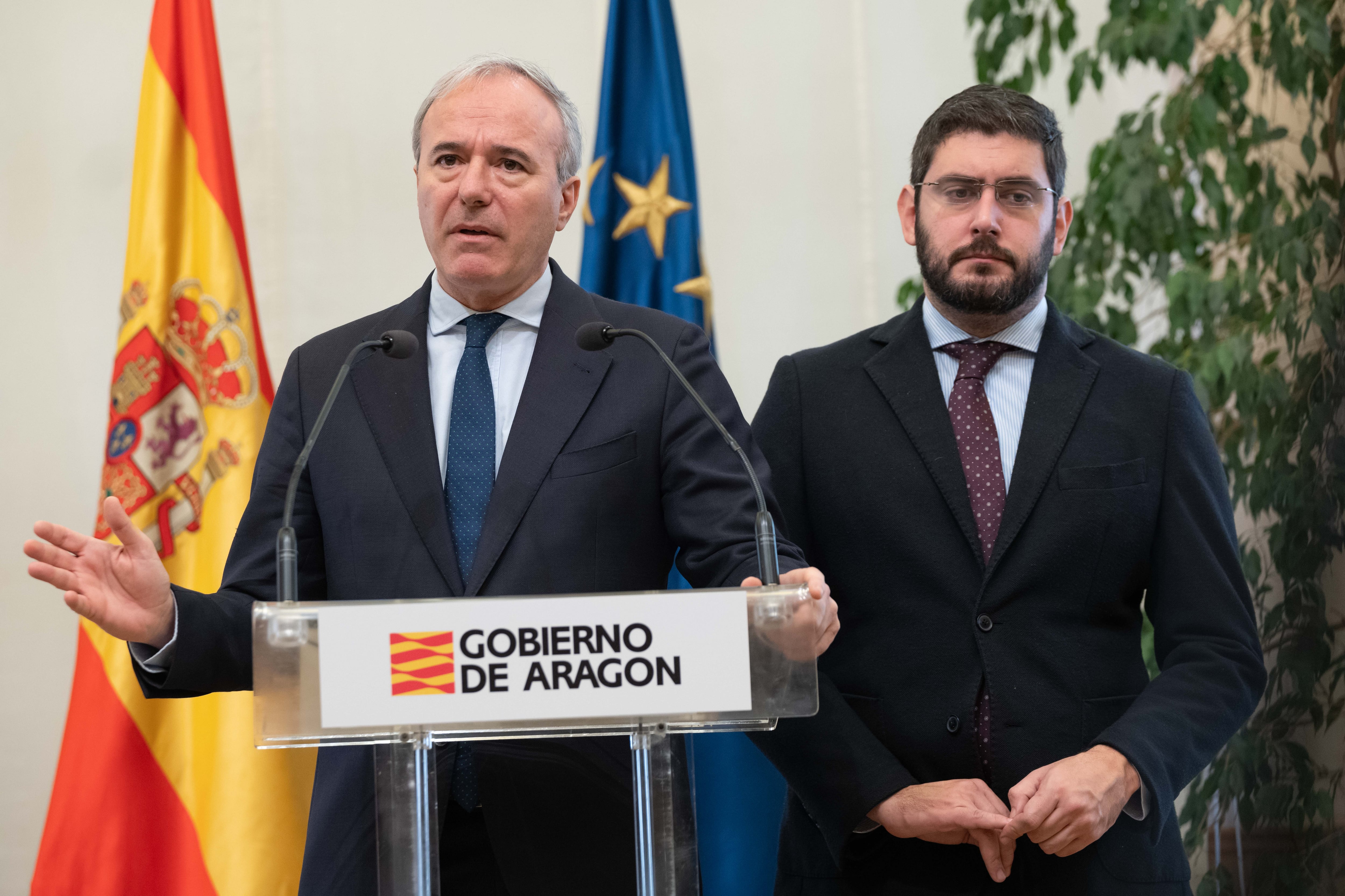 El presidente del Gobierno de Aragón, Jorge Azcón y el vicepresidente Alejandro Nolasco