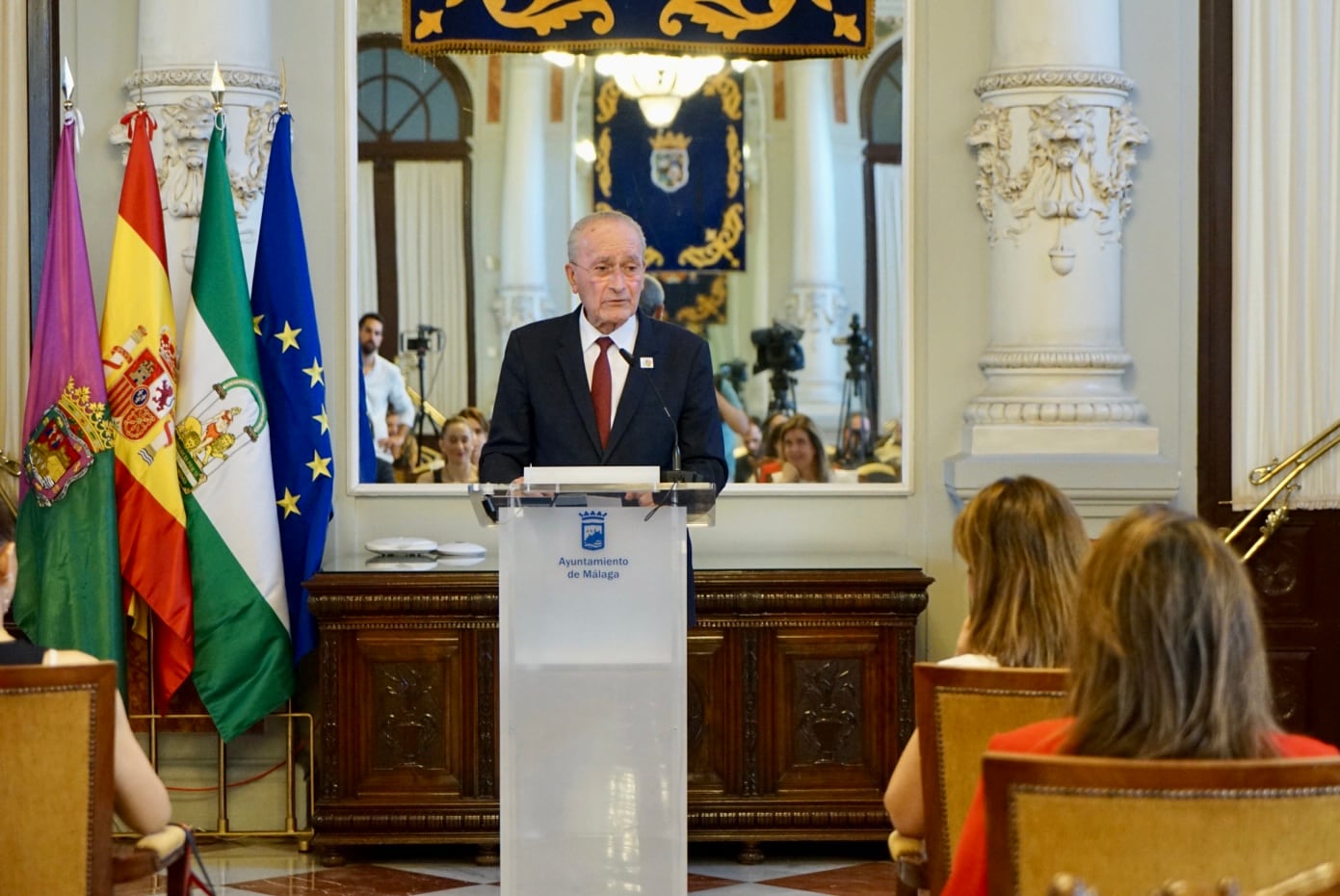 El alcalde de Málaga en funciones, Francisco de la Torre, durante la presentación de su equipo de gobierno. Ayuntamiento de Málaga.