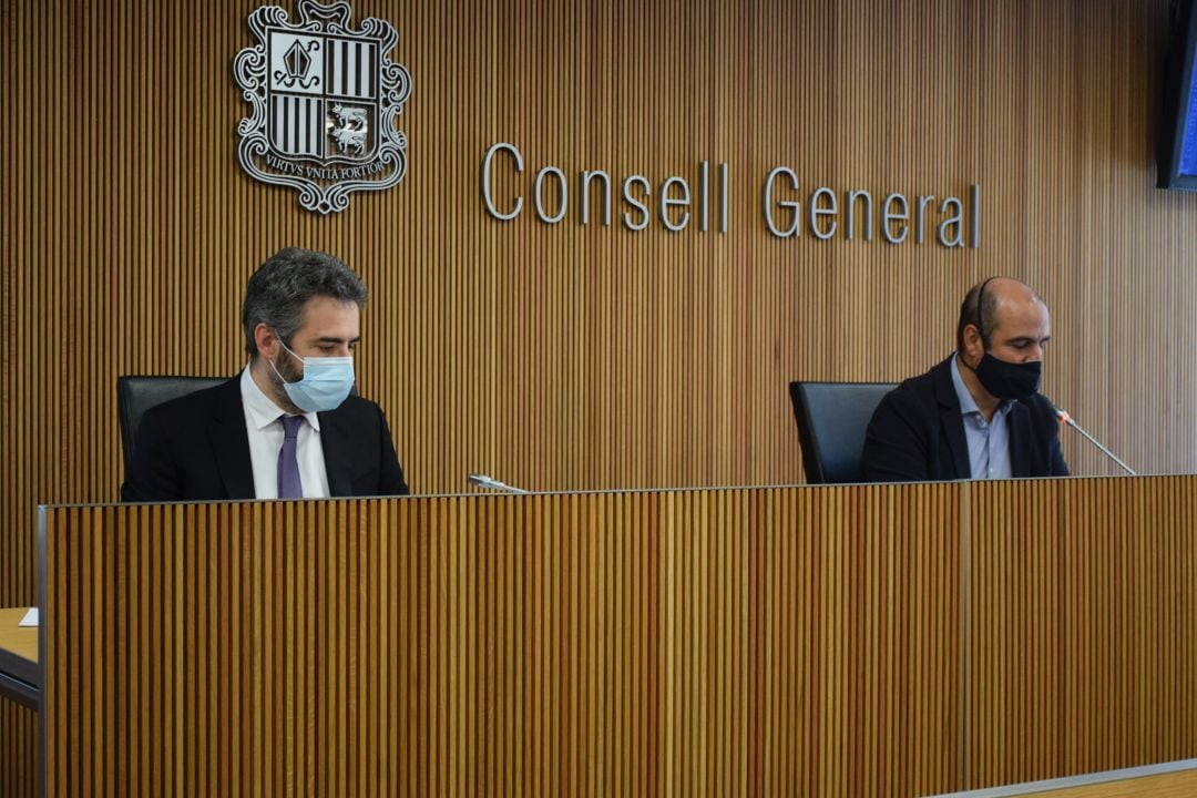 El ministre de Finances, Eric Jover, durant la compareixença aquest dijous davant la comissió legislativa de Finances i Pressupost del Consell General.
