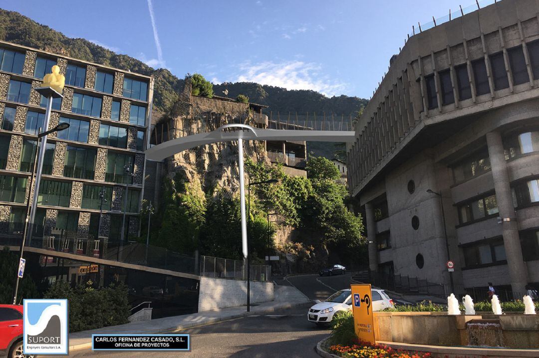 Imatge de com quedarà la passarel·la entre la plaça del Poble i el carrer de la Vall