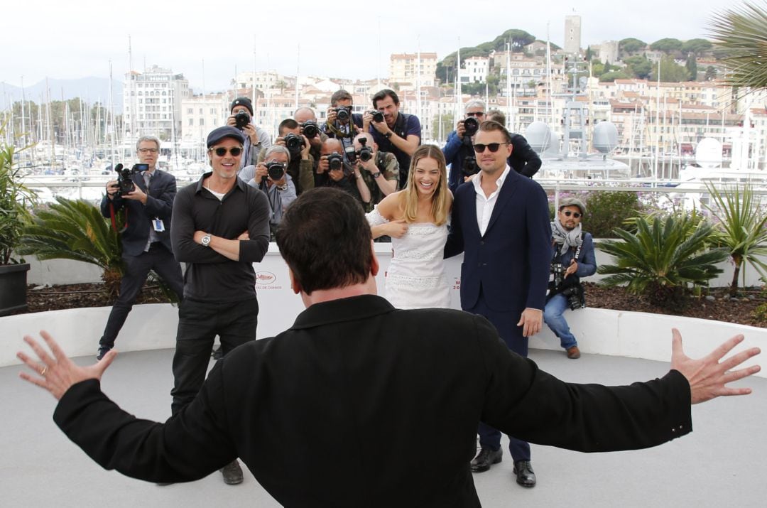 Photocall de &#039;Once Upon a Time in Hollywood&#039;: Quentin Tarantino posa junto a Margot Robbie, Leonardo DiCaprio y Brad Pitt