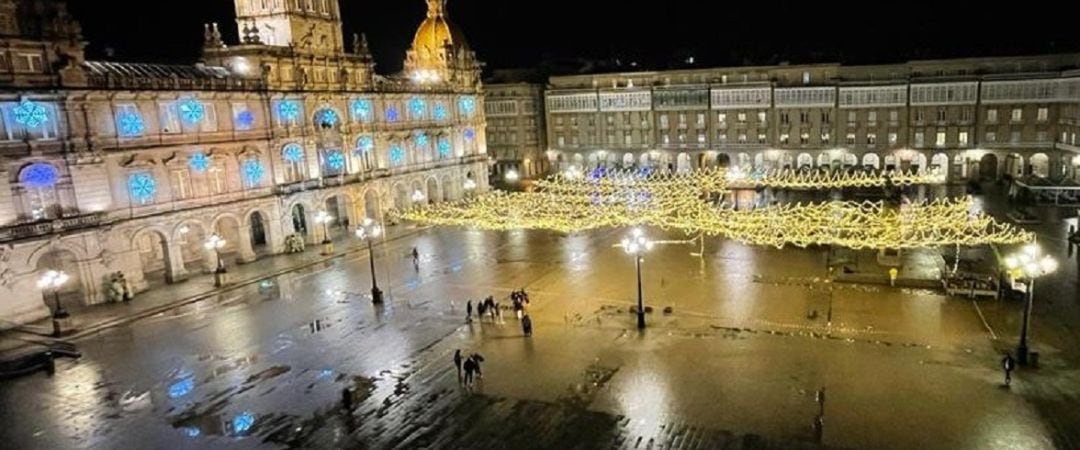 Prueba del alumbrado navideño en María Pita