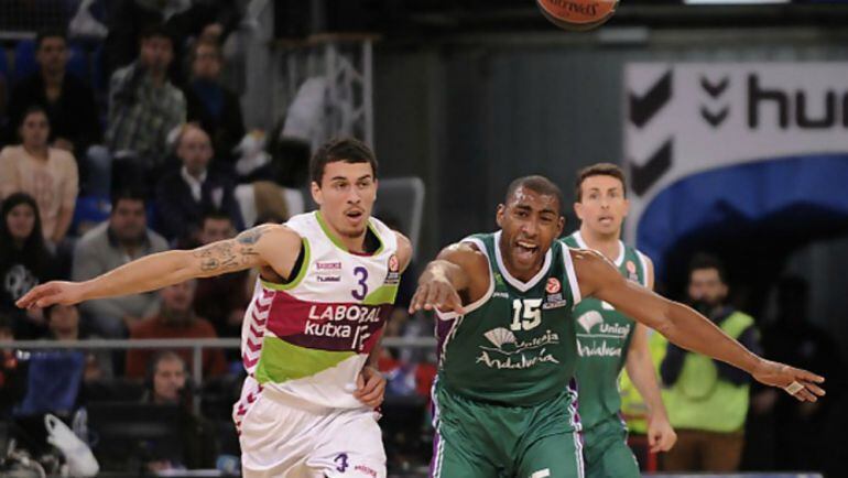 El base del Unicaja Jayson Granger, en el partido ante el Laboral Kutxa