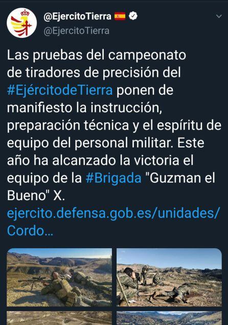 El tuit eliminado por el Ejército