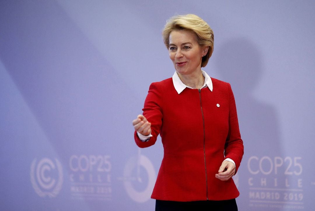 La presidenta de la Comisión Europea, Ursula von der Leyen, a su llegada a la ceremonia de apertura de la 25 Conferencia de las Partes del Convenio Marco de Naciones Unidas sobre Cambio Climático.