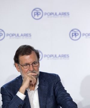 Mariano Rajoy durante la reunión de la Junta Directiva Regional del PP de Murcia este sábado