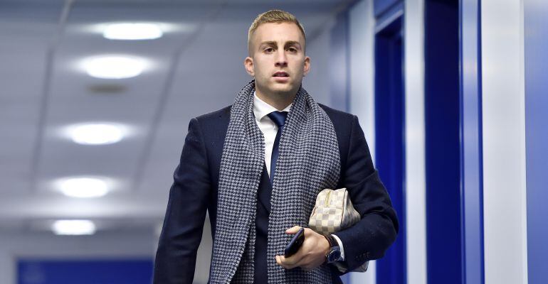 Gerard Deulofeu, antes de un partido con el Everton