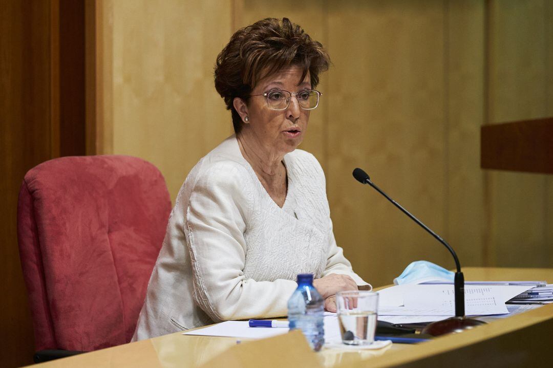 La directora general de Salud Pública, Elena Andradas, durante una rueda de prensa convocada ante los medios.