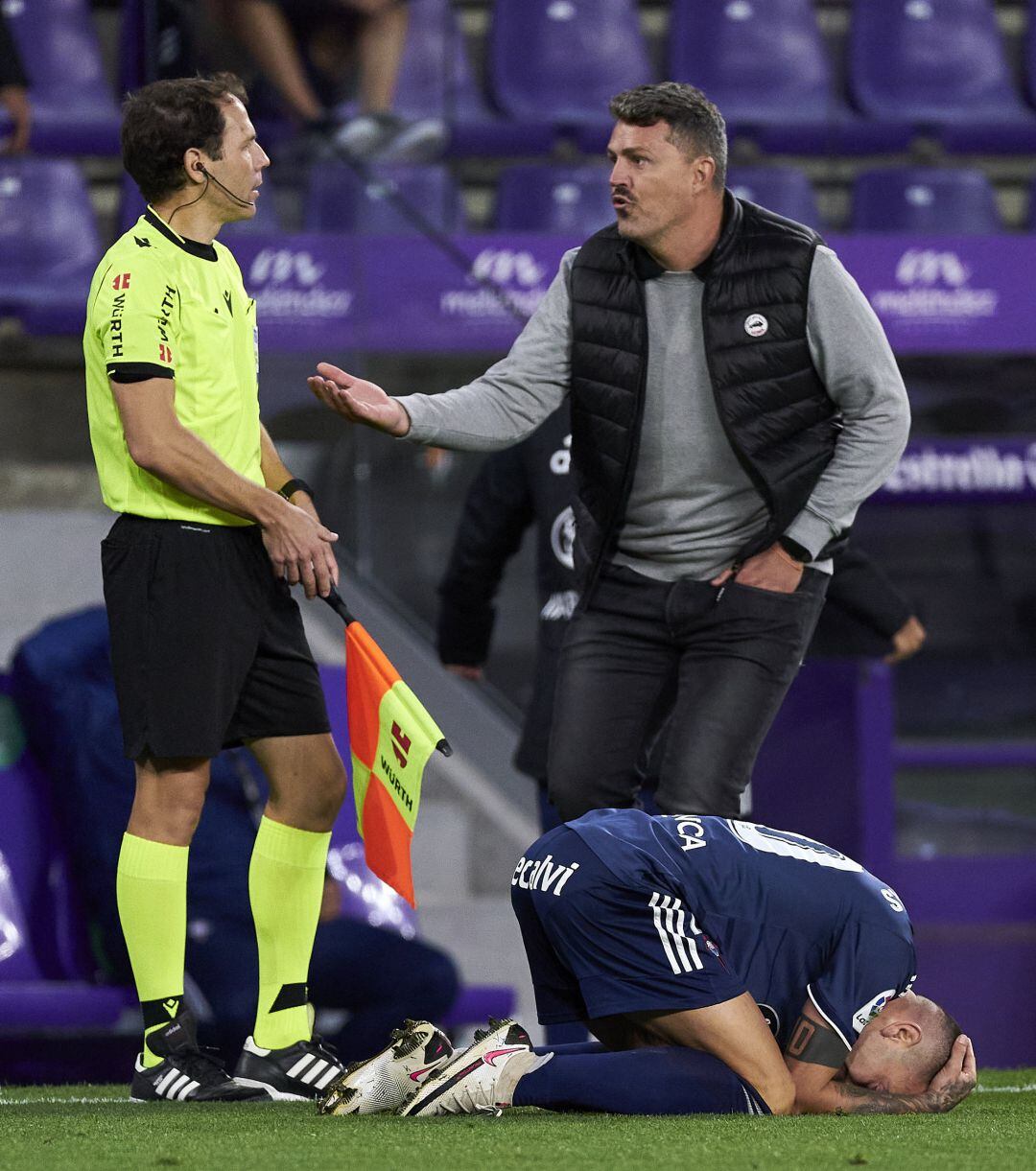 Oscar García durante el partido de Zorrilla