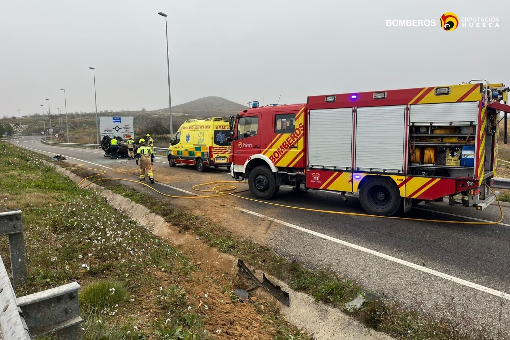 Imagen del accidente ocurrido cerca de Castejón del Puente. Foto: Bomberos SPEIS