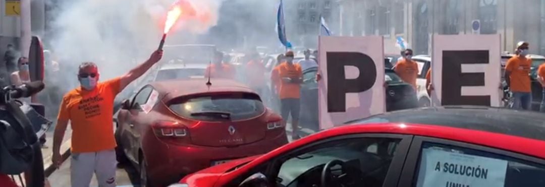 Caravana de los trabajadores de Alu Ibérica en A Coruña