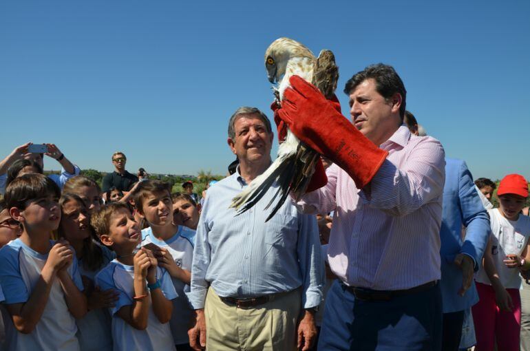 Suelta de rapaces con escolares en Villanueva de la Cañada