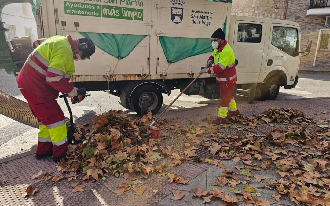 Labores de limpieza de la hoja otoñal